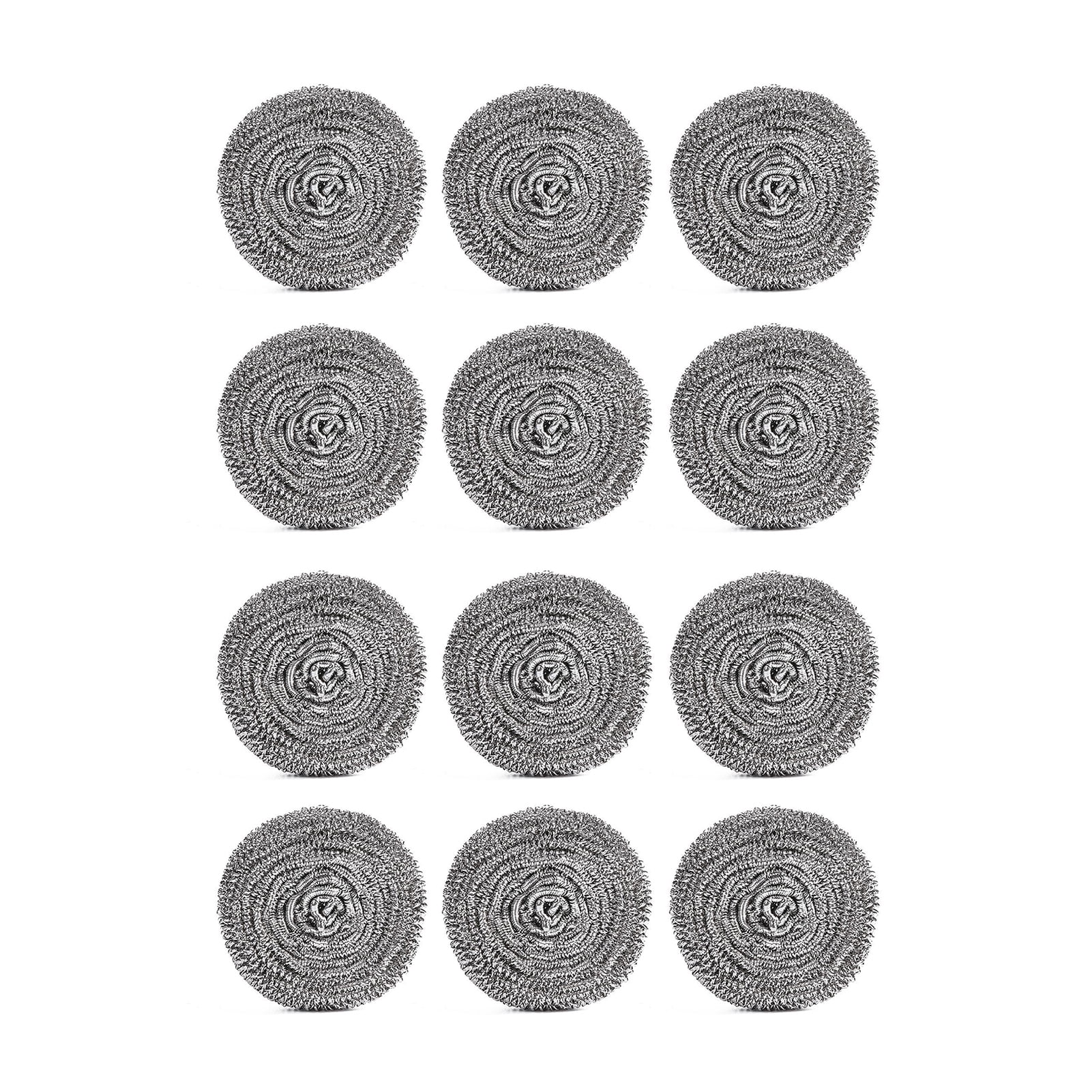 12 Pack Stainless Steel Sponges, Scrubbing Scouring Pad, Steel Wool Scrubber for Kitchens, Bathroom and More