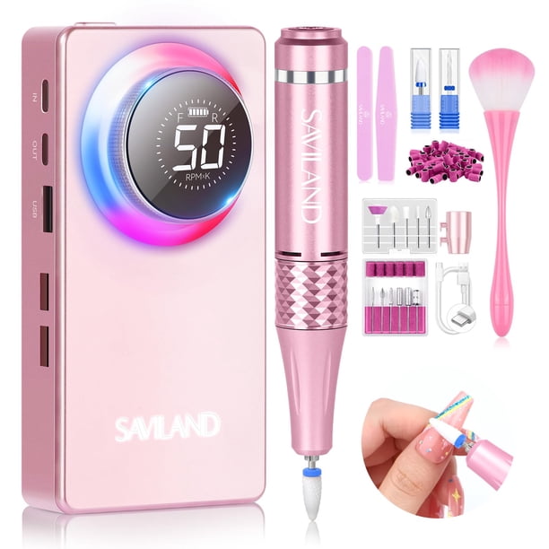 Taladro para Uñas SAVILAND 50000 RPM Recargable con Batería de 6000mAh