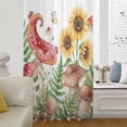 thumbnail image 5 of Sunflowers Mushroom Sheer Curtains 45 Inches Long, Summer Botanical Butterfly Watercolor Light Filering Curtains, Breathable Simi Curtain Privacy Drapes for Kitchen Bathroom Small Window Treatment, 5 of 9
