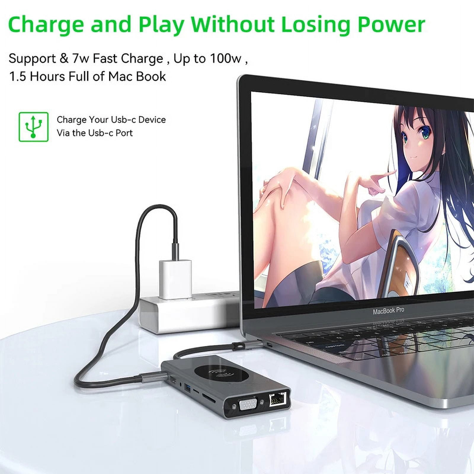 Feylan 13 in 1 USB C 3.0 hub Type-C 4k-hdmi RJ45 Gigabit 14 port adapter PD charge docking station laptop PC USB notebook splitter