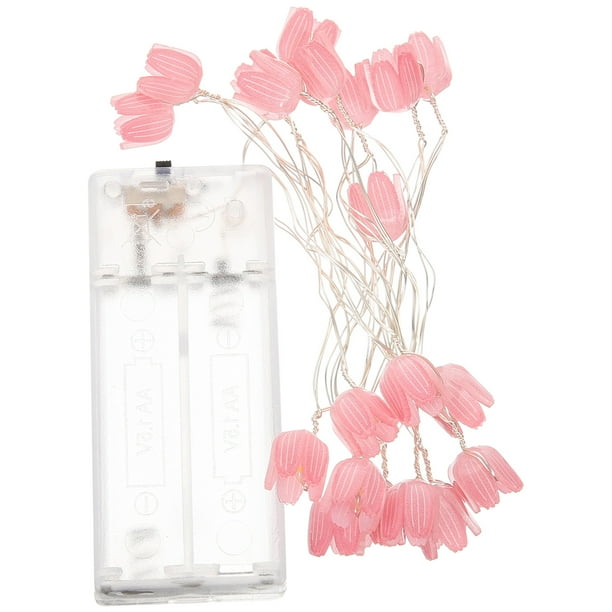 KAKOWELY Guirnalda de luces con flores y tulipanes, decorativa para interiores