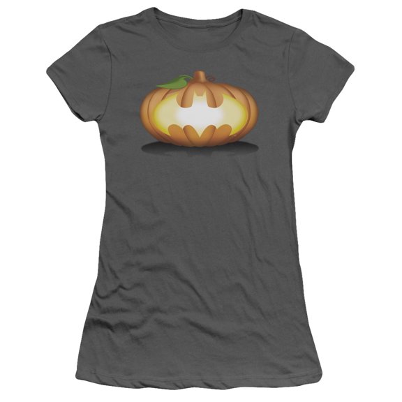 Batman Bat Pumpkin Logo S/S Junior Women's T-Shirt Sheer Charcoal