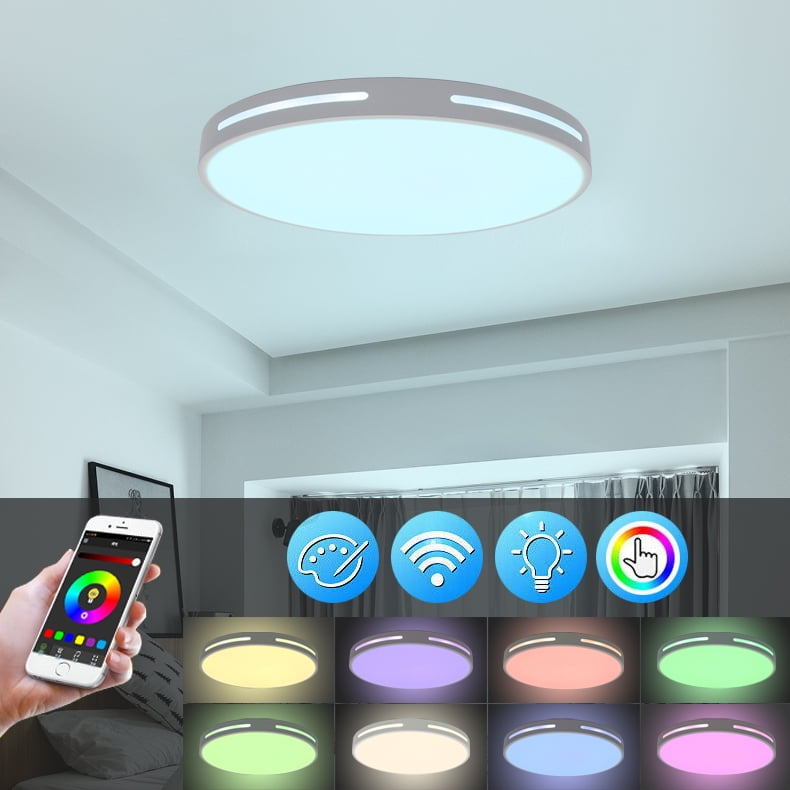16 Led Ceiling Light Warm White Dimming Rgb Color Changing Surface Mount Fixture For Home Living Room Bedroom Canada - Colour Changing Ceiling Lights With Remote 16 Led Ceiling Light Warm White Dimming Rgb Color Changing Surface Mount Fixture For Home Living Room Bedroom Canada - Colour Changing Ceiling Lights With Remote