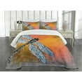 thumbnail image 3 of Ambesonne Orange Quilted Bedspread Set 3 Pcs, Drangonfly Digital Theme, King Size, Multicolor, 3 of 5
