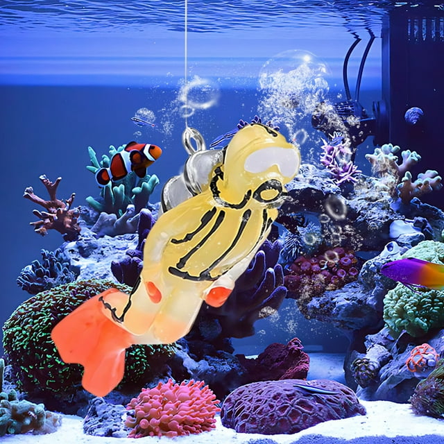 Xihbxyly Decoración Flotante para Pecera con Forma de Buzo, Diseño de Resina Que Brilla En La Oscuridad, Escena Submarina Levitante, Mejora El Acuario, Exhibición Versátil, Fácil Mantenimiento, Tamañ