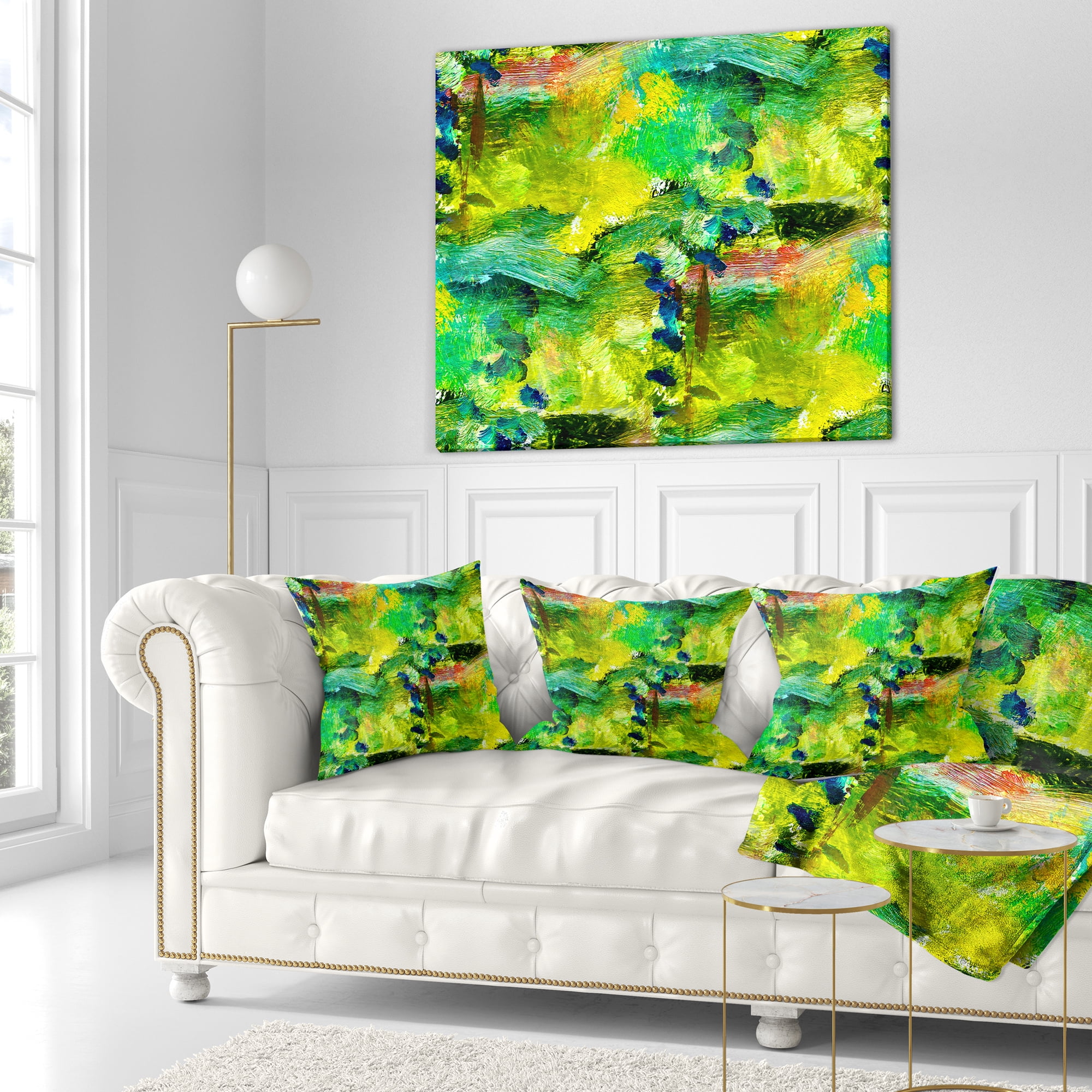 Designart Africa Green Texture - Abstract Throw Pillow - 16x16