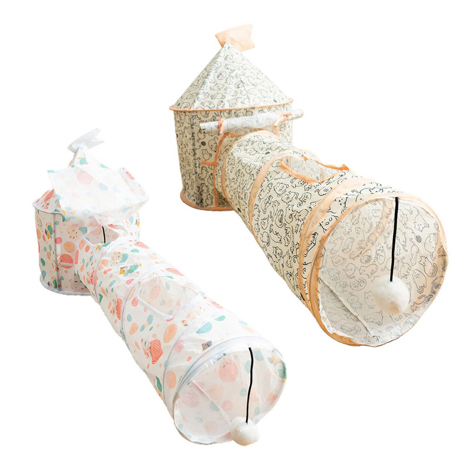 Yiran Lucky Cat Patchwork Tunnel Tent, Pet Toy, 1Pc, Self-Happy Play