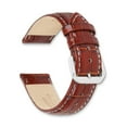 thumbnail image 3 of DeBeer 19mm Havana Crocodile Grain Leather with Dark Stitching and Silver-tone Buckle 7.5 inch Watch Band, 3 of 4