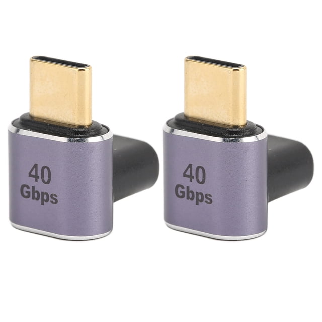 2 Uds USB C Adaptador macho a hembra Ángulo recto 90 grados PD 100W 40Gbps 8K60Hz NikouMX