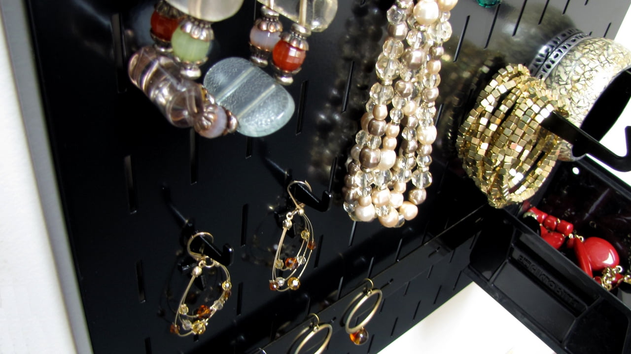 Wall Control Jewelry Organizer Wall Hanging Jewelry Holder Necklace Rack – Black Wall Mounted Jewelry Organizer System