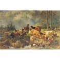 thumbnail image 2 of Franz Xaver von Pausinger 24x17 Black Ornate Framed Double Matted Museum Art Print Titled: Mountainous Landscape with Cows, 2 of 5