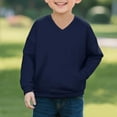 thumbnail image 4 of Hxshgdsn Childrens V Neck Sweatshirts With Pocket Fleece Warm Trendy Pullover Winter Fall Tops Navy 3 Years, 4 of 4