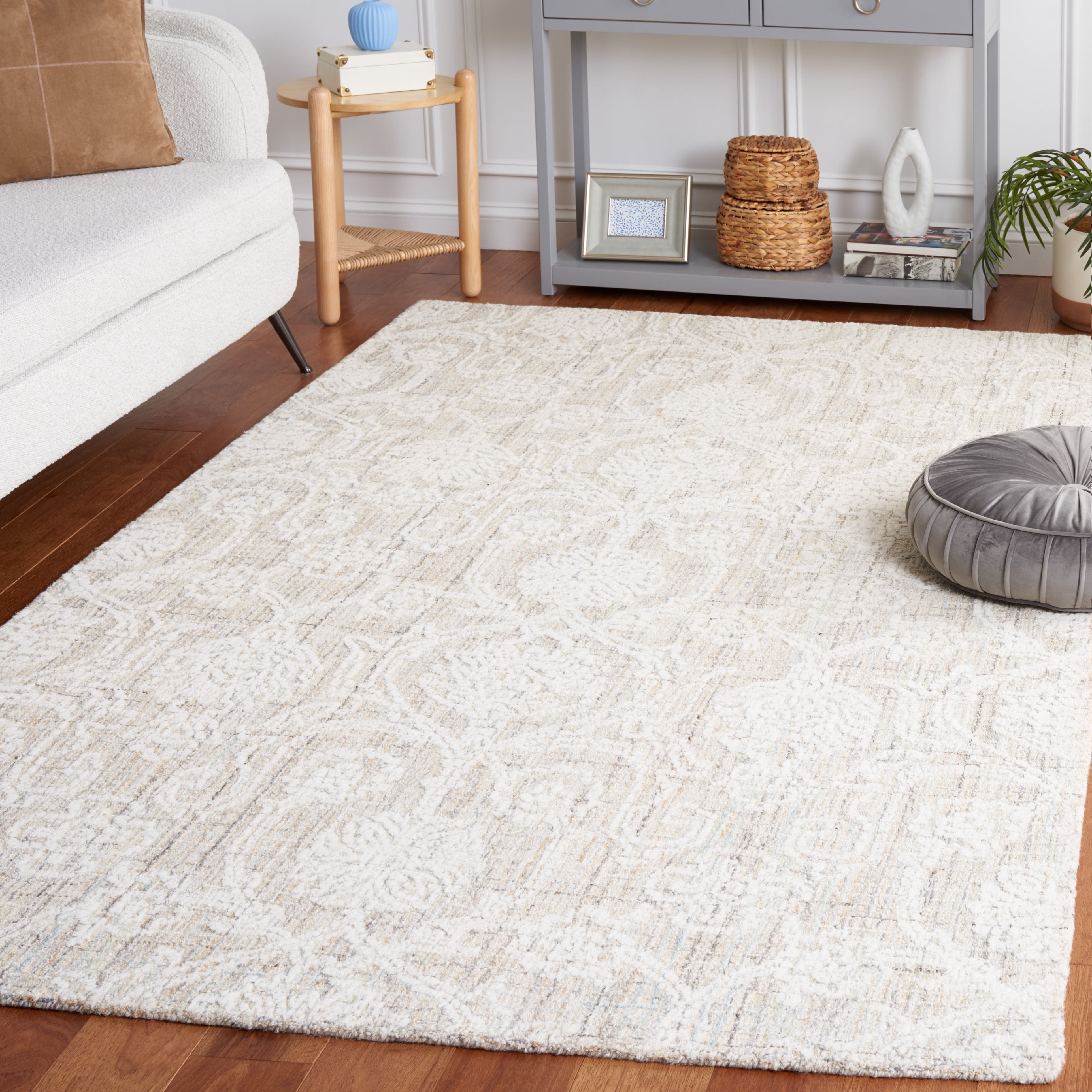 SAFAVIEH Ebony Abram Botanical Area Rug, Grey/Ivory, 6' x 6' Square