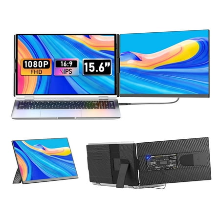 Upgraded Version 15.6" Laptop Screen Extender, FHD 1080P IPS Detachable Laptop Monitor Extender, Portable Monitor for Laptop 13-17.3" with Breath Light, Plug n Play for Windows/Mac/Android/Switch/PS5