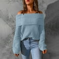 thumbnail image 2 of IROINNID Reduced Womens Sweater Off-The-Shoulder Pullover Sweater Solid Color Casual Short Length Long Sleeve Knit Sweater Coat, 2 of 8