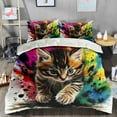 thumbnail image 2 of Cartoon Kawaii Cat Comforter Set Twin Size 3D Animals Flower Toddler Bedding Set Cat Lovers Animal Bubble Design Quilt Bed Set for Girls Kids Teens Cat Lovers Animal Decor Bedroom, 2 of 5