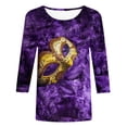 thumbnail image 4 of Tbopshirt 3/4 Sleeve Tops for Women,Mardi Gras Clothing,Fashion Woman Casual Christmas Printed Round Neck Printing Blouse Gifts for Her T-Shirt Blouses,Womens Tops, 4 of 5