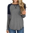 thumbnail image 1 of Womens Color Block Leopard T Shirts Casual Striped Long Sleeve Tunic Tops, 1 of 6
