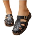 thumbnail image 4 of Hopeusnice Women's Slippers Non-Slip Breathable Flat Heel Closed-Toe Sandals Trendy Soft PU Materials Summer And Fall Shoes Round Toe Shoes for Beach Round Toe Arch Support Shoes Black 40, 4 of 7