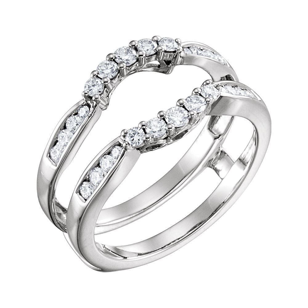 JewelryWeb - 14k White Gold 0.5 Dwt Diamond Ring Guard Size 6.5 Jewelry ...