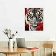 thumbnail image 2 of COMIO Black and White Tiger Canvas Wall Art Animal Wildlife Cool Tiger in Burgundy Red Flowers Painting Prints Gallery Wrap Artwork for Living Room Bedroom Home Office 16x20in, 2 of 4