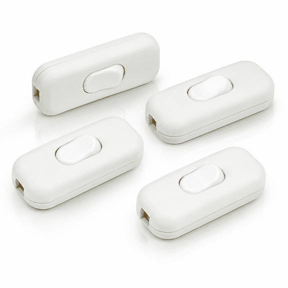 AC 250V 6A On/Off Inline Cord Switch White for Desk Lamp 4 Pack
