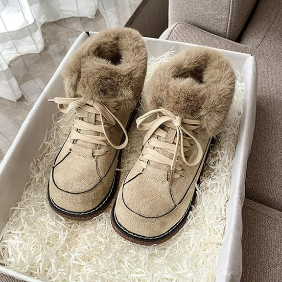 POROPL Ankle Boots for Women Winter Non Slip Fleece Warm Skiing Shoes,Boots Size 4.5