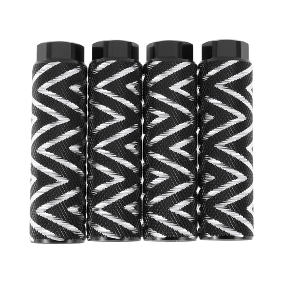 4 Pcs Aluminum Alloy Anti-Skid Bike Pegs 100mm Length Wave Texture Bicycle Backseats Stands Cycling Foot Pegs 3/8 inch Axles Black