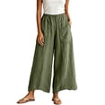thumbnail image 2 of Xdegoge Palooza Wide Leg Pants Women Casual High Waisted Elastic Waist Trousers with Large Pockets Loose Fit Relaxed Lounge Summer Beach Bottoms, 2 of 6