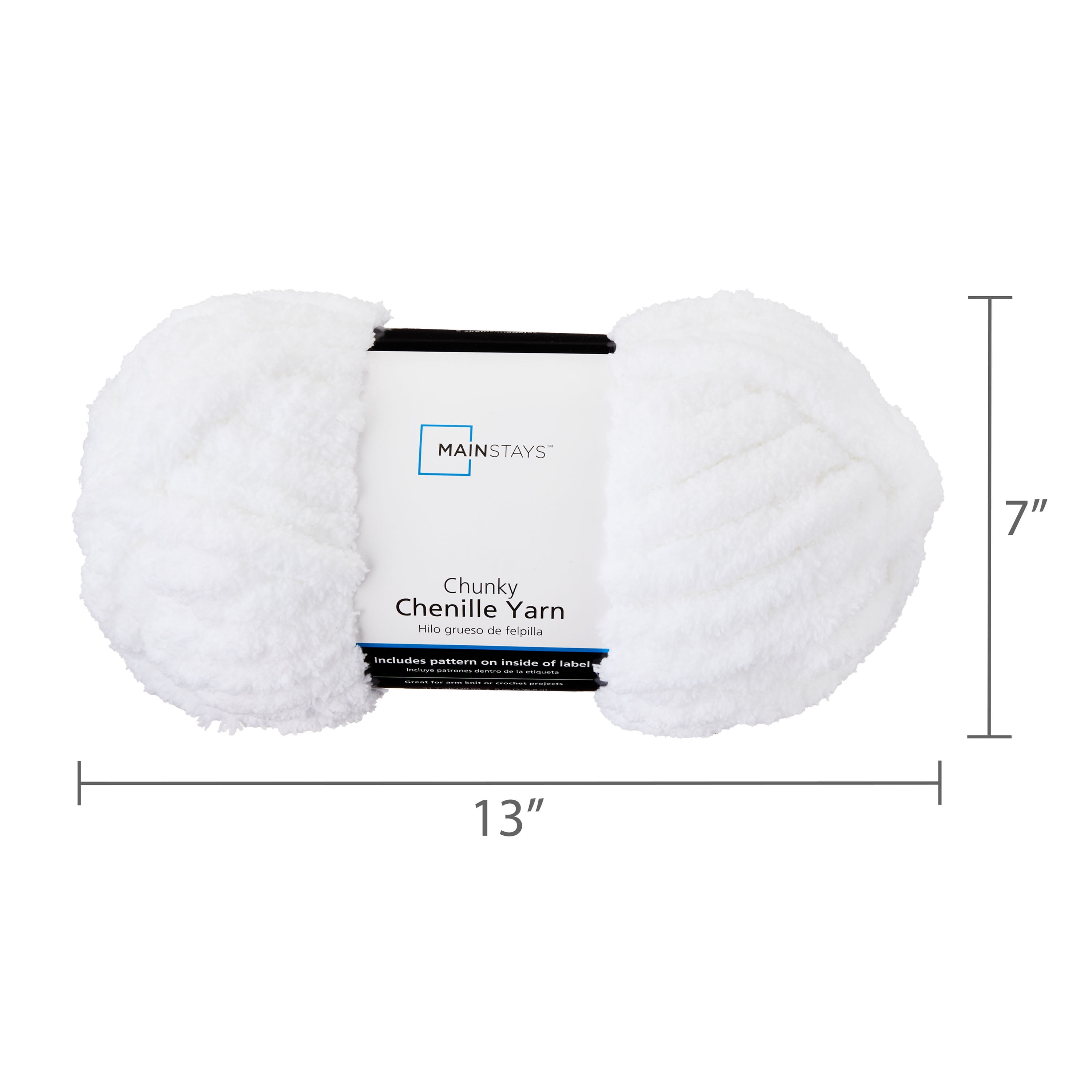 Mainstays Chunky Chenille Yarn, Super Bulky, 100% Polyester, 31.7 Yd, White, Pack of 4