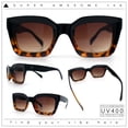 thumbnail image 2 of SA106 Womens Luxury Beveled Thick Horn Rim Rectangle Fashion Sunglasses Black Tortoise - Brown, 2 of 8