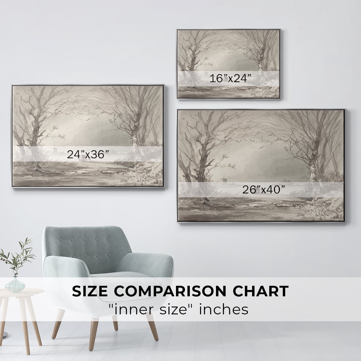 Vintage Landscape-CLXI By Wexford Home Framed in Silver Wood Gallery Wrapped Canvas 27 in. x 41 in.