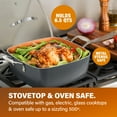 thumbnail image 4 of Gotham Steel Nonstick Deep Fry Pan 11" Square Ceramic Frying Pan Pot with Glass Lid 6.5 Quart with Basket Steamer Insert, 4 of 6