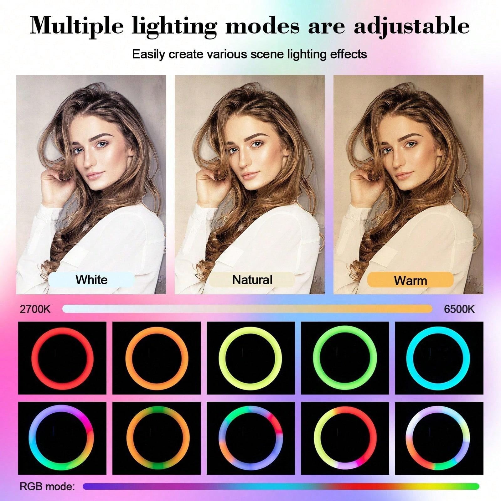 ZOMEI 10" Adjustable LED Ring Light with 63-inch Telescopic Arm and Multiple Color Options — Ideal for YouTube Shorts, Beauty Bloggers, Professional Studio Product Photography, and Instagram Video