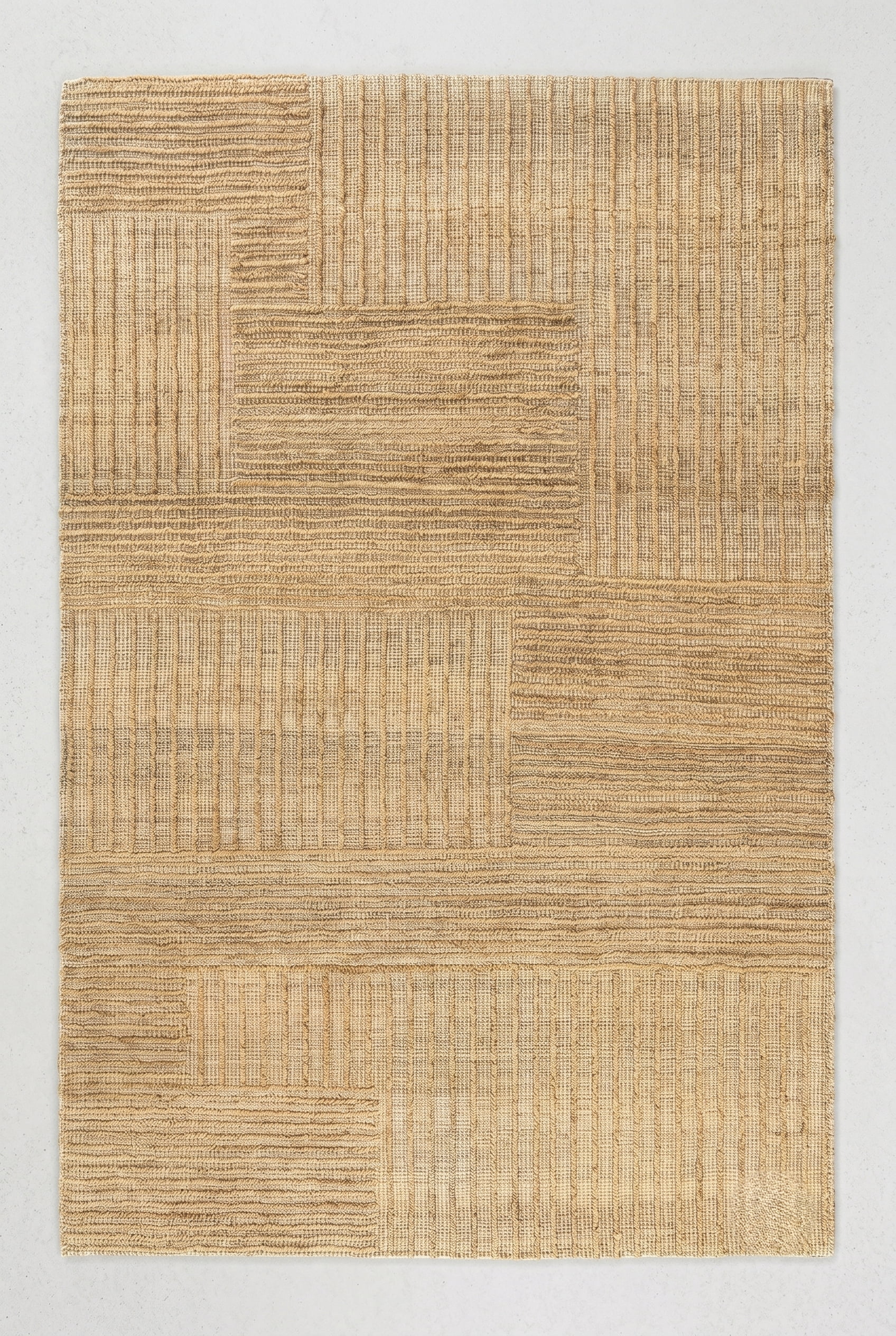 Ox Bay Nel Striped Modern Hand-Woven Jute Indoor Area Rug, Natural, 5' x 7'9"