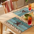 thumbnail image 4 of Texas Star Country Placemats Set of 6 Western Old Wooden Board Vintage Place Mats Indoor Wipeable Table Mats Washable Cloth Dining Table Placemats for Kitchen Holiday Party Home Decor 13x19 Inch, 4 of 9