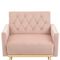 thumbnail image 7 of Accent Chair, Modern Fabric Upholstered Armchair with Metal Legs and Button Tufted Backrest, Leisure Single Sofa Chair with Square Armrest and Thicken Cushion for Living Room,Office, Pink, 7 of 7