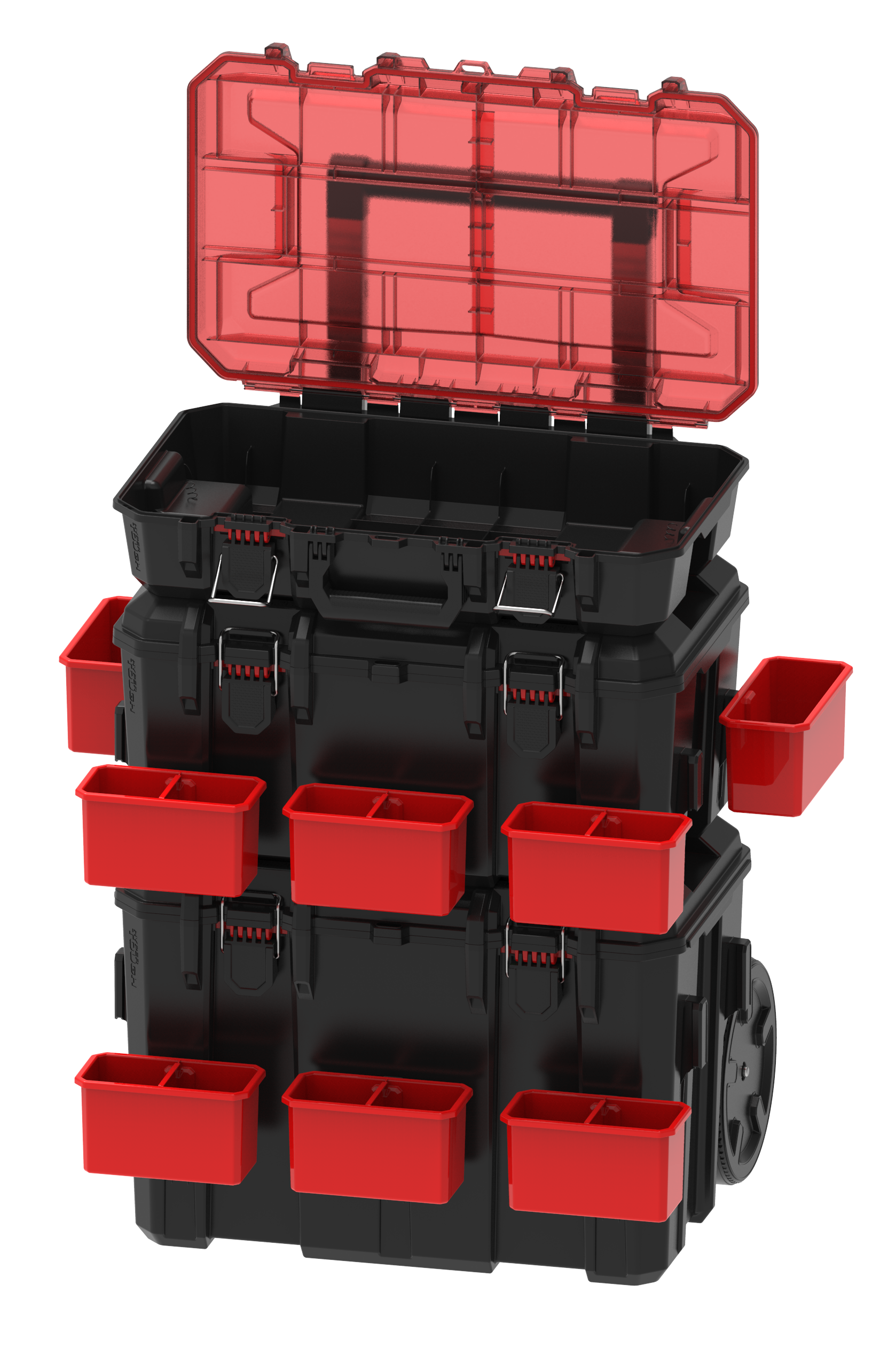 Sistema modular de caja de herramientas rodante de 3 piezas Hyper Stack, negro 3