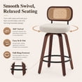 thumbnail image 6 of SESSLIFE Swivel Bar Stools Set of 2, 25.6" Counter Height Barstools with Upholstered Linen, Curved Backrest & Footrest, Mid-Century Modern Kitchen Stools for Kitchen Island, Beige, 6 of 8