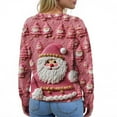 thumbnail image 6 of WTOBBY Women's Christmas Print Knit Cardigan, Long Sleeve Pullover with Festive Designs, Cozy for Holiday Parties and Winter Wear,Hot Pink M, 6 of 6