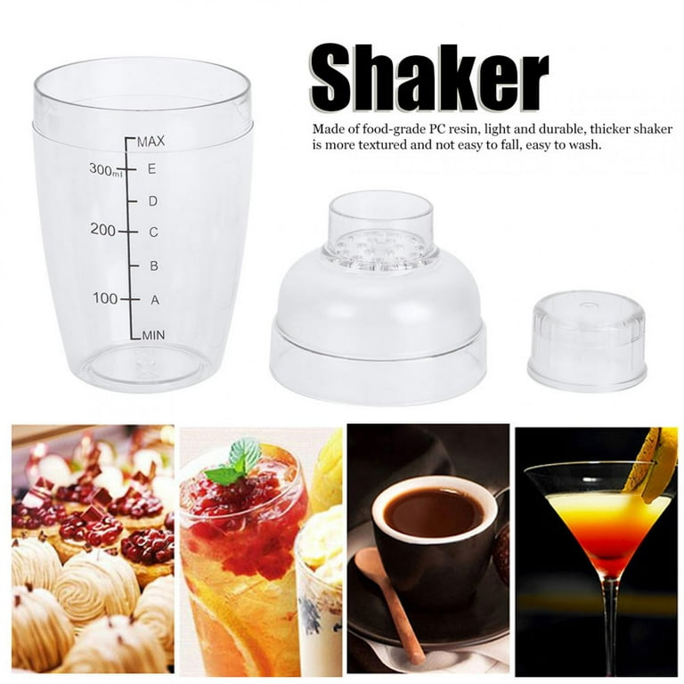 8 Pcs Plastic Cocktail Shaker Set 6 Pcs 24 oz Drink Shaker 2 Pcs Double  Measuring Jigger Clear Plastic Shaker Bottle Tea Drink Mixer Cocktail
