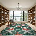 thumbnail image 2 of ODIKA 9'x12' Washable Area Rug Frond Border Jungle Motif Exotic Hibiscus Watercolor Leaves Botanical Refined for Great Room, Indoor Concept, Large Living Low Pile, Flatwoven, 2 of 7