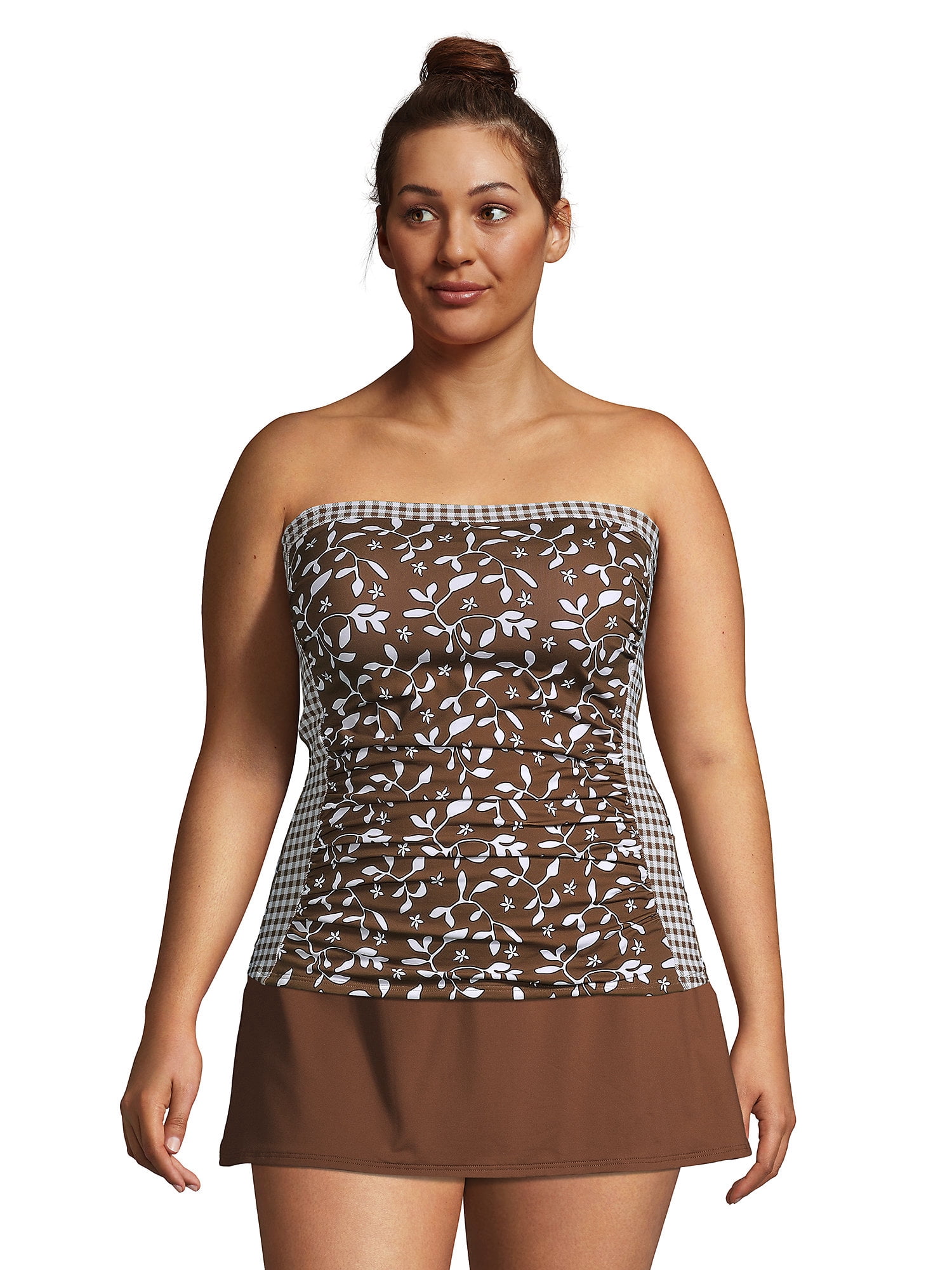 Lands' End Women's Plus Size Chlorine Resistant Bandeau Tankini Swimsuit  Top with Removable Adjustable Straps - Walmart.com