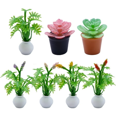 

7pcs Potted Plants Miniatures Bonsai Decor Micro Landscaping Decors Doll House Supplies