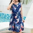 thumbnail image 2 of Taqqpue Girls Dresses Kids Little Girls Casual Summer Tropical Plant Graphic Print Beach Dress Sleeveless Dress Floral Dress Pleated Flowy Daily Holiday Sundress Princess Dress 4-5 Years, 2 of 3