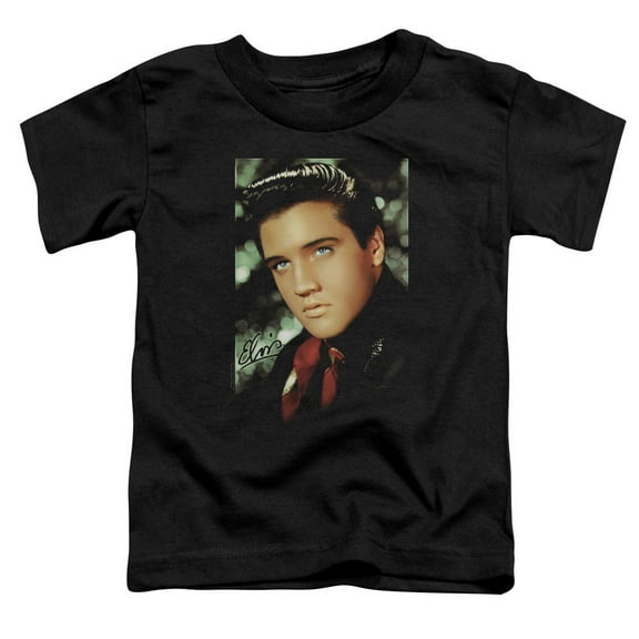 Trevco ELV106-TT-1 Elvis Presley & Red Scarf Toddler Short Sleeve T-Shirt, Black - Small - 2 Toddler