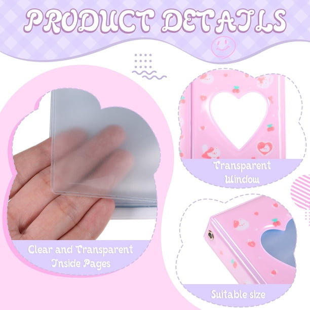 Wosthever Álbum de impuestos Love Heart Hollow Ins, duradero y práctico, tamaño adecuado, tarjetero para fotos K-pops Cubiertas para muebles de jardín gato blanco rosa