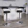 thumbnail image 4 of Contemporary Black Vinyl Adjustable Height Barstool with Arms and Chrome Base, 4 of 6