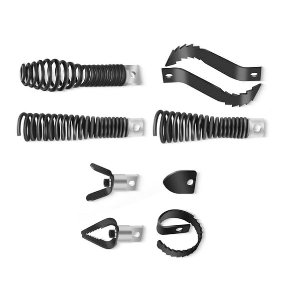 JIAHAOO 8 Piece Drain Snake Drill Attachments for Efficient Blockage Removal Leaves Hair Fruit Pits Steel Black Color