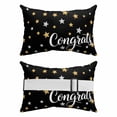 thumbnail image 2 of Outdoor Lumbar Pillows with Strap & Insert Congrats Stars Cheers Recliner Head Pillow Pack of 2 Black Golden Waterproof Headrest Patio Lounge Chair Pillows for Beach Office 12x20 Inch, 2 of 9